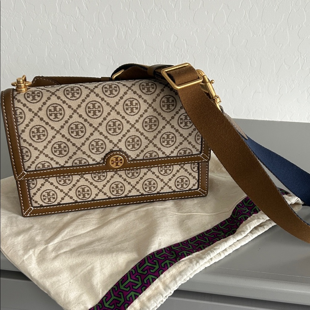 Tory Burch Tan and Cream Crossbody Bag
